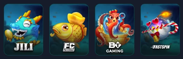LARO789 fishing games jackpot moment with coins, treasure chest, and winning effects underwater